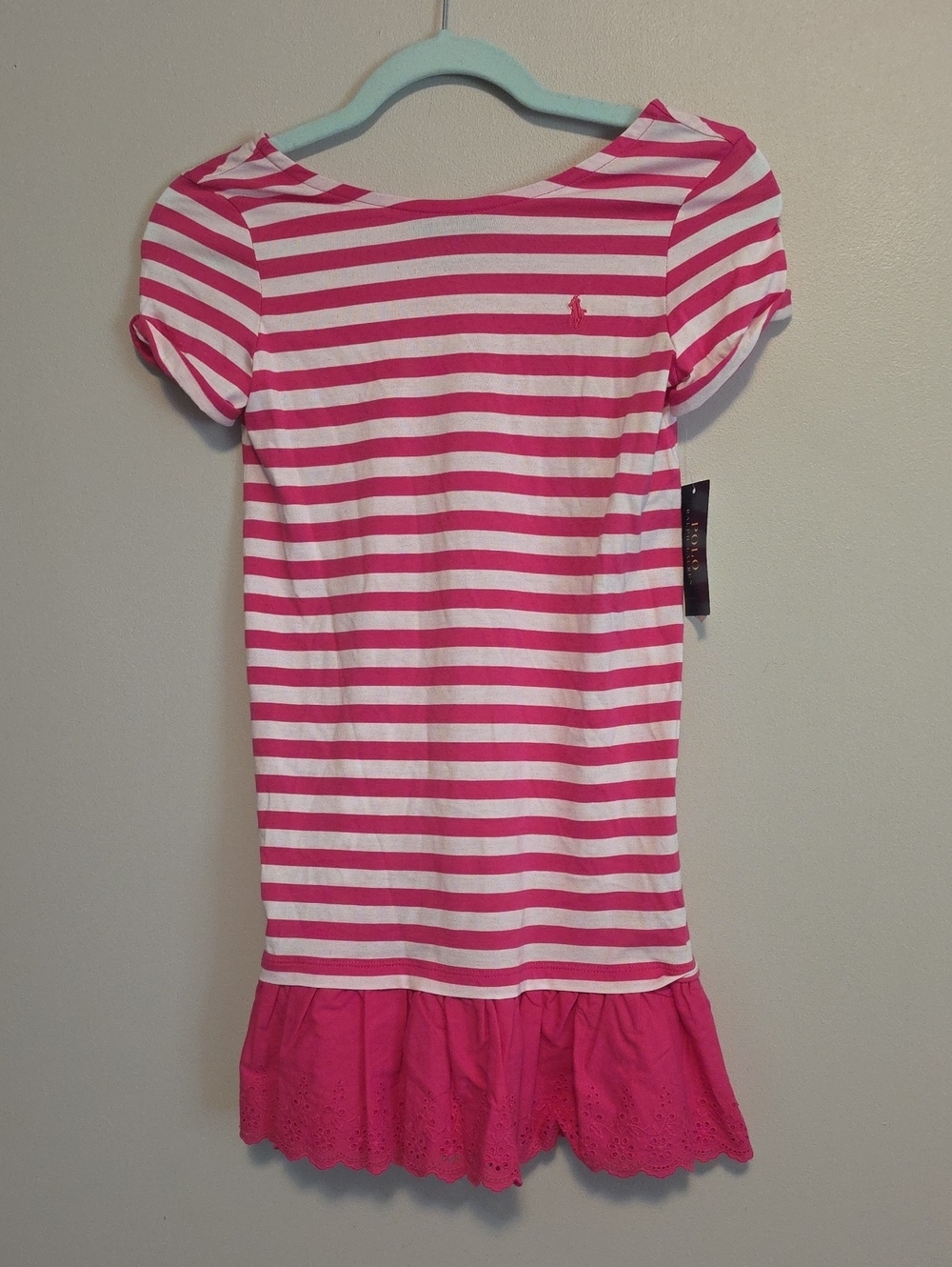 Polo by Ralph Lauren Hot Pink and White Striped Girls Dress